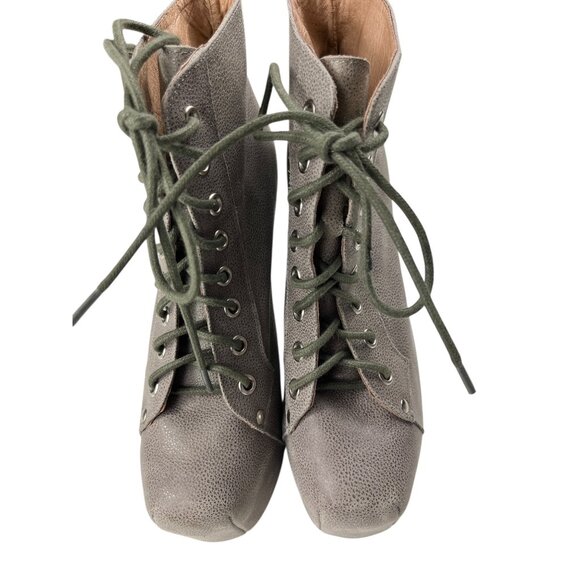 Jeffrey Campbell Havana Last Lita Greige Leather Upper Ankle Booties Size 6.5 M - Picture 3 of 16